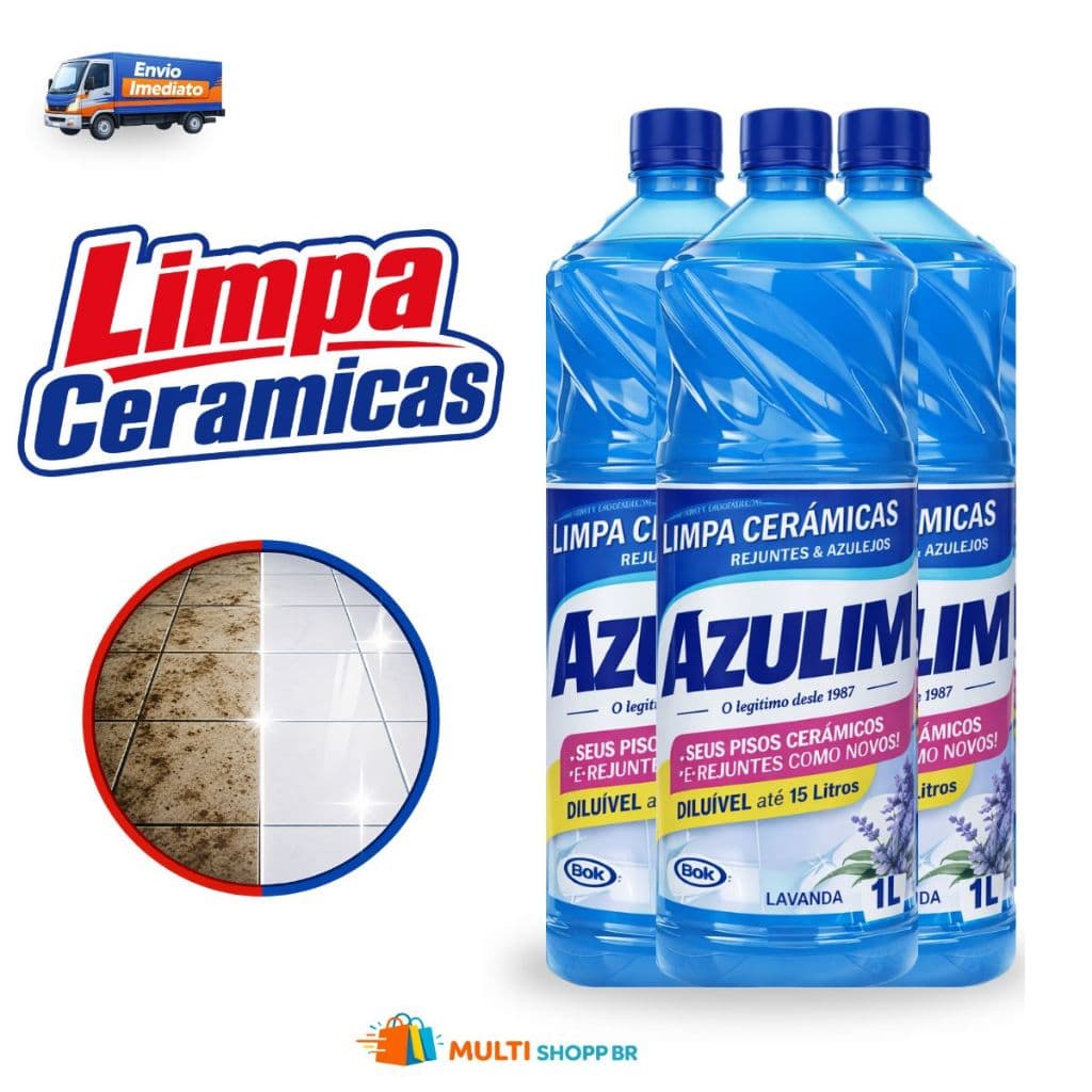 Limpa Cerâmicas Azulim Rejuntes Azulejos 1L Removedor de Manchas Pesadas Imediato