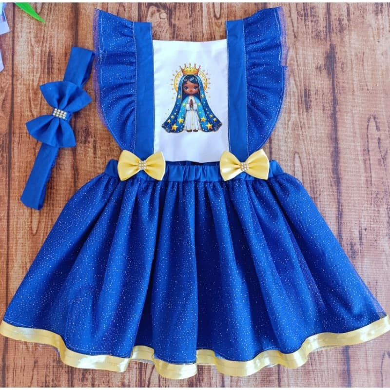 romper tema nossa senhora romper infantil temático jardineira nossa senhora aparecida batizado