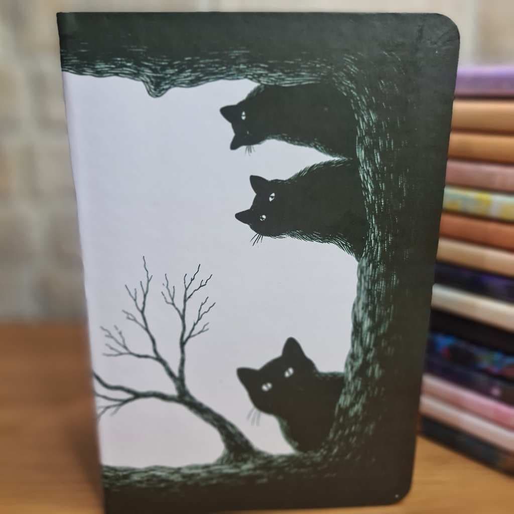 Caderno Gato na Vala 21x14 80 Folhas Gatos Pretos Arte Dark Moleskine Anotações Diário Presente
