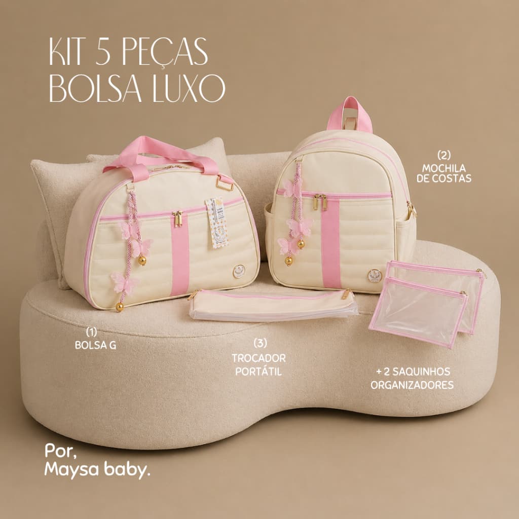 Kit Bolsa Maternidade De Luxo Com 5 peças