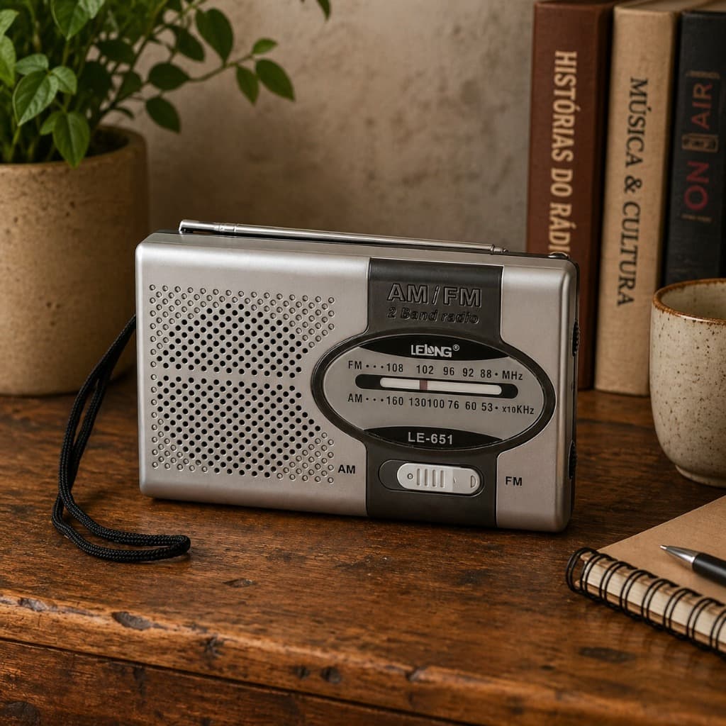 Mini Rádio Portátil AM FM Com Fone De Ouvido Lelong LE-651