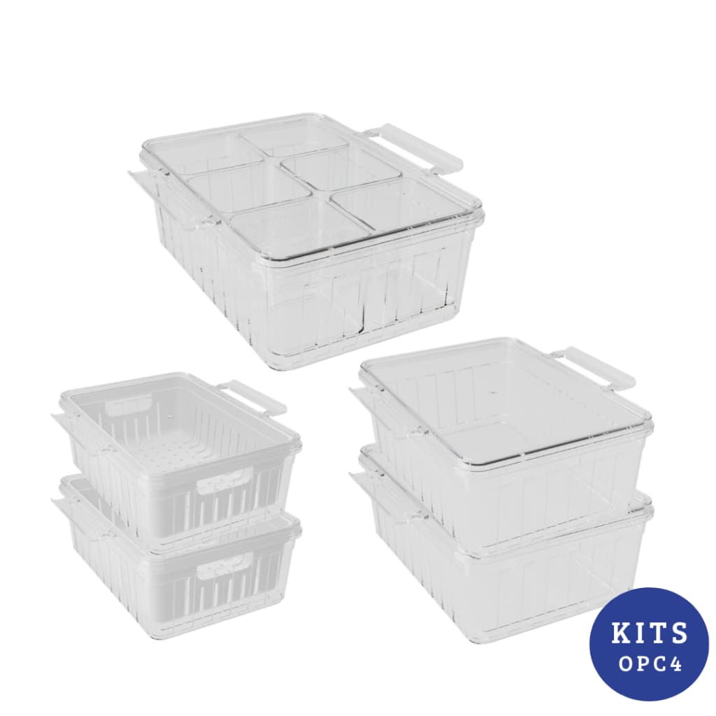Kit Organizador de Geladeira Multiuso 9 Peças Completo Verduras Frutas Temperos