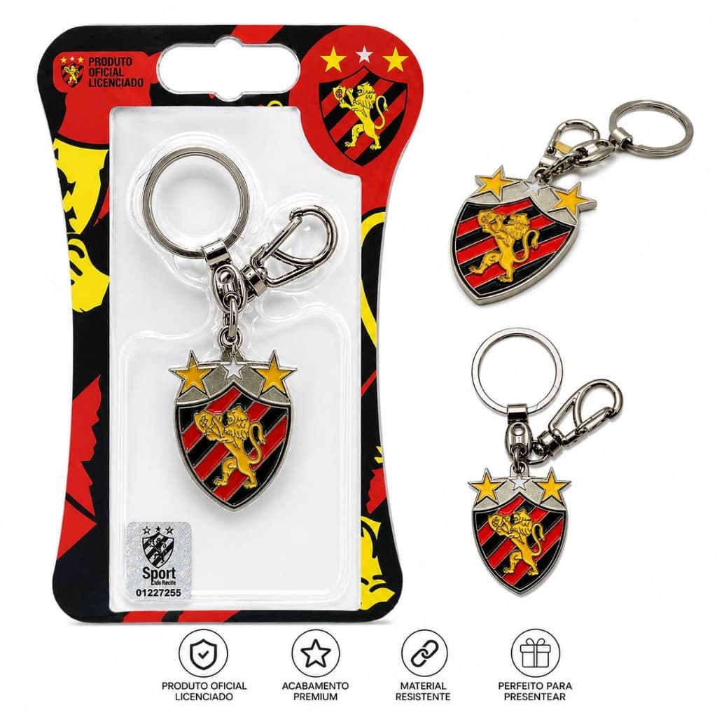 Chaveiro Sport Recife Oficial Original Metal Premium Resistente Mosquetão Futebol Presente Torcedor
