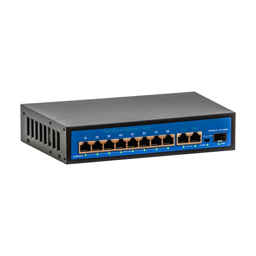 Switch PoE Profissional Gigabit RJ45 8 16 ou 24 Portas 1000Mbps com Uplink e SFP para Redes CFTV