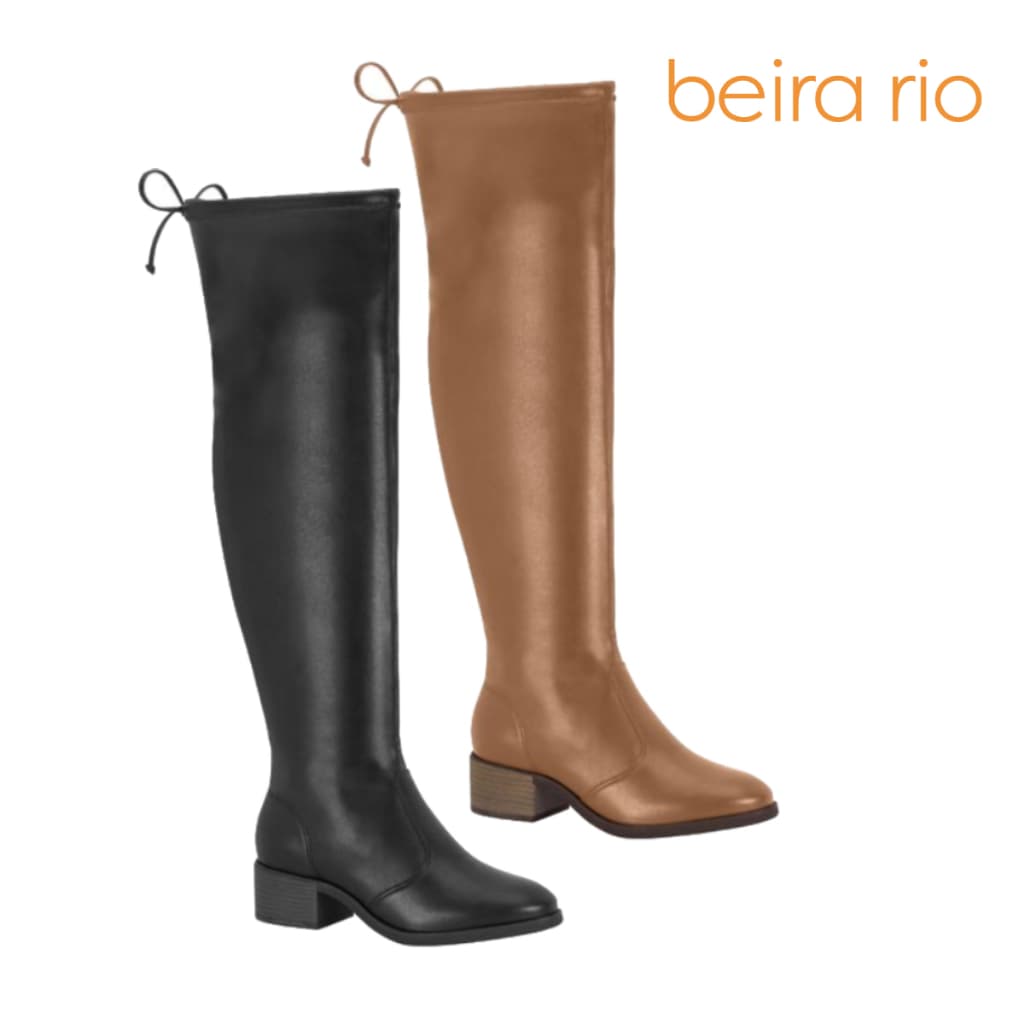 Bota Feminina Beira Rio Casual  Cano Longo Salto Grosso Confortável Original Lançamento 9087.103