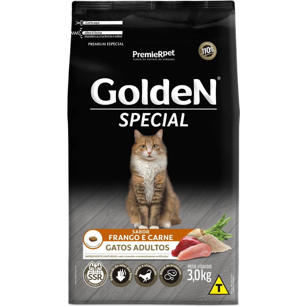 Ração Golden Special Gatos Adultos Frango e Carne 3kg