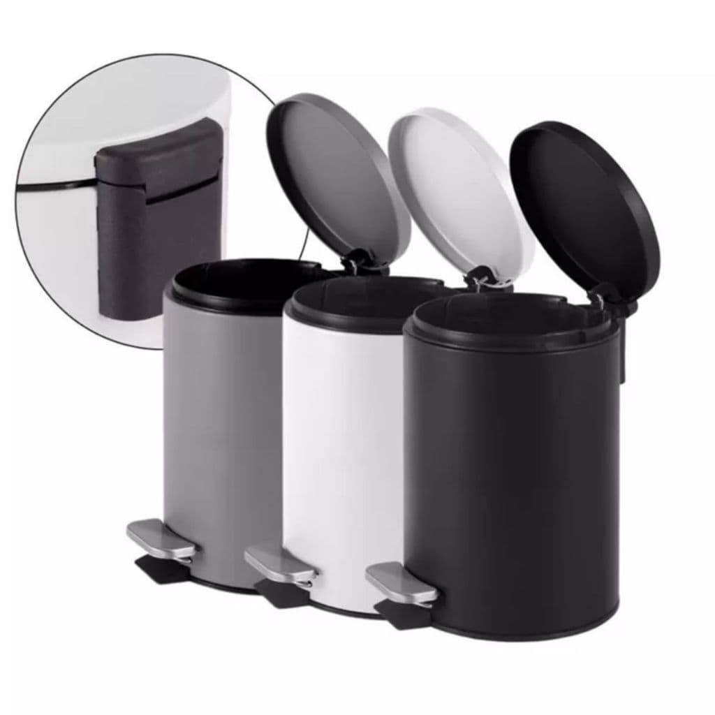 Lixeira Redonda Pedal Aço 3L, 5L Compacta Durável Multiuso Cozinha Banheiro Lavanderia
