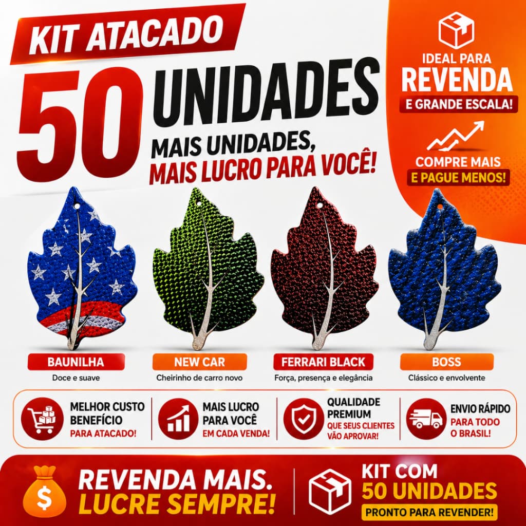 50 Unidades Aromatizante Carro Folha Atacado Ideal Revenda ou Brinde Clientes Alta Saída