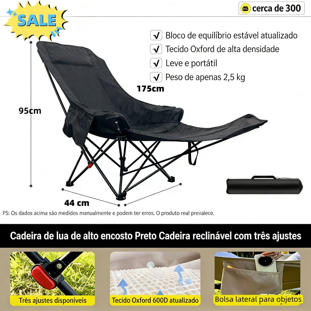 Cadeira de Camping Grande Dobrável 150kg com Braço, Apoio de Pés Ajustável e Bolsa para Pesca e Exterior