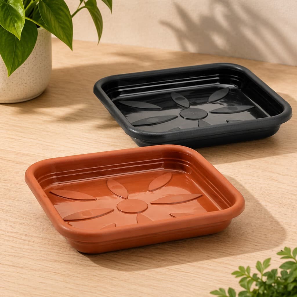 kit 2 Pratos  quadrado para vaso jardim/ plantas  plástico N• 2