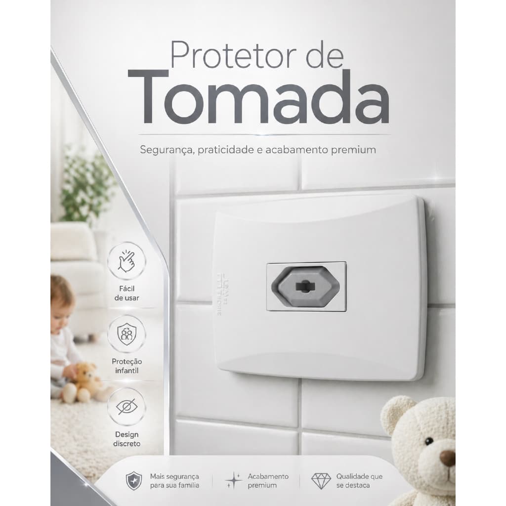 Kit 8 Protetor De Tomada Bebê Infantil Cinza 10A 20A Com Chave Removedora Segurança