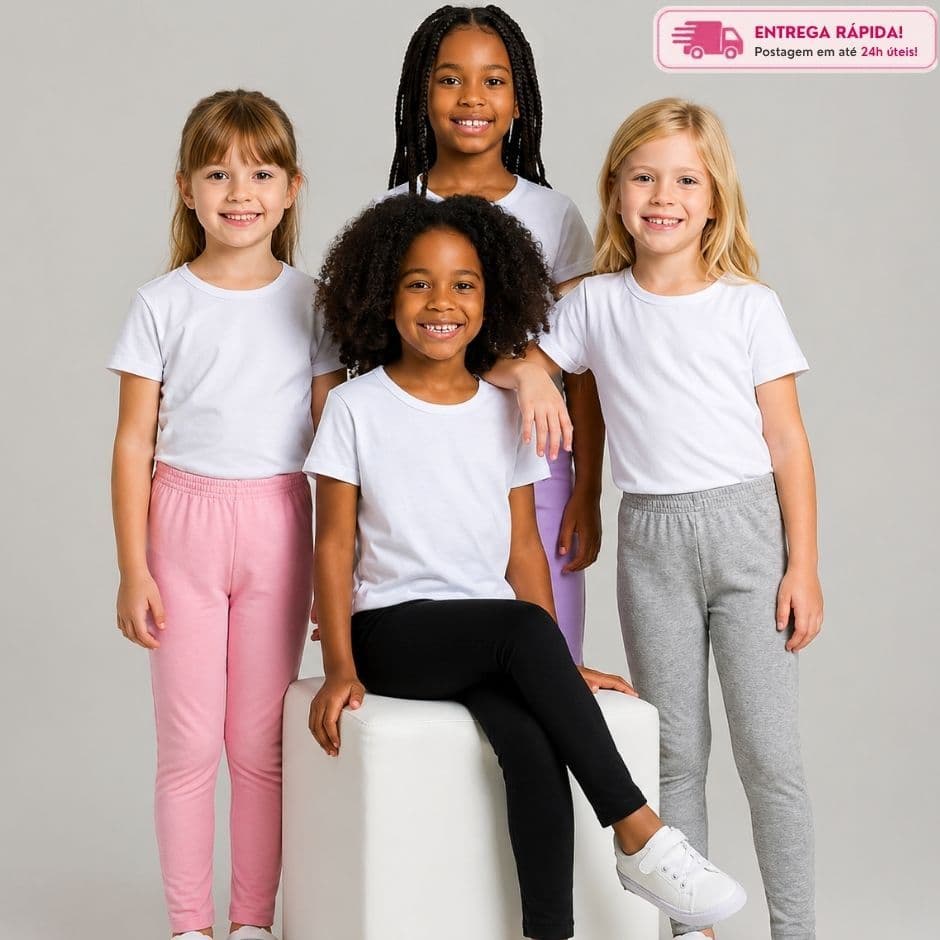 Kit 3 Legging Infantil Menina Tamanho 01 a 14 Anos Calça Escolar Confortáveis Dia a Dia Sortido
