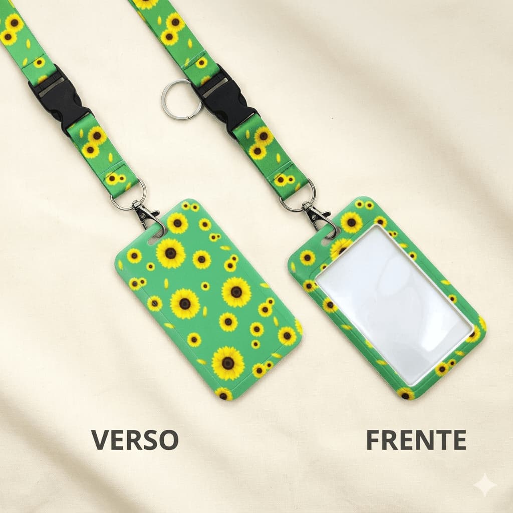 Kit Cordão Girassol e Porta Crachá Girassol Identificação Doenças Ocultas - Crachá Vertical