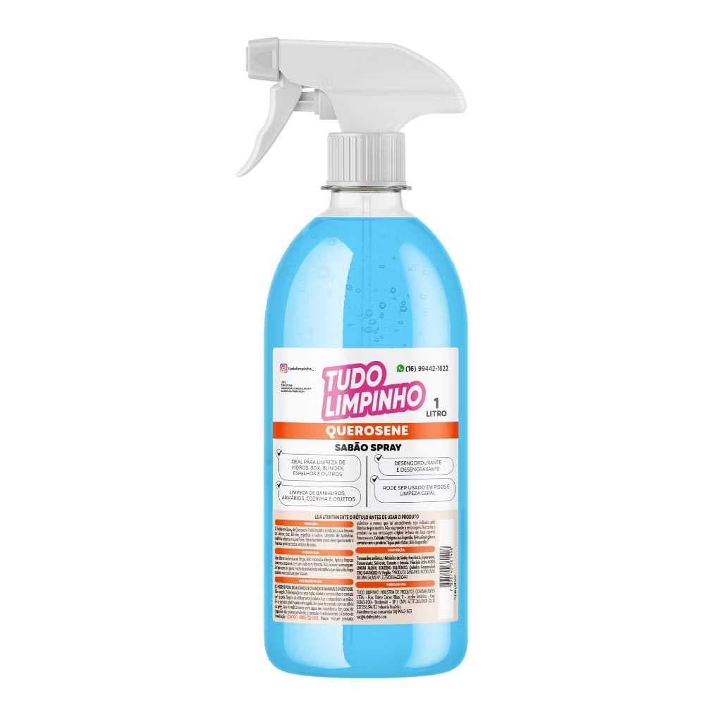 Spray Sabão de Querosene 1L Multiuso - Tudo Limpinho | Remove Graxa e Gordura Pesada | Limpeza Profunda | Pronto p/ uso