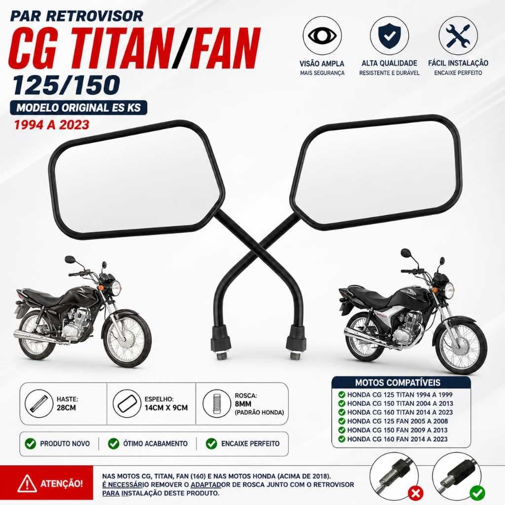 Retrovisor Honda Cg Titan Fan 125 150 Ks Es 1994 A 2023 PAR