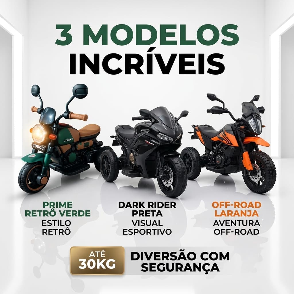 Moto Elétrica Infantil 6V Com Até 30KG Bateria Recarregável Som e Luzes Com Rodinhas