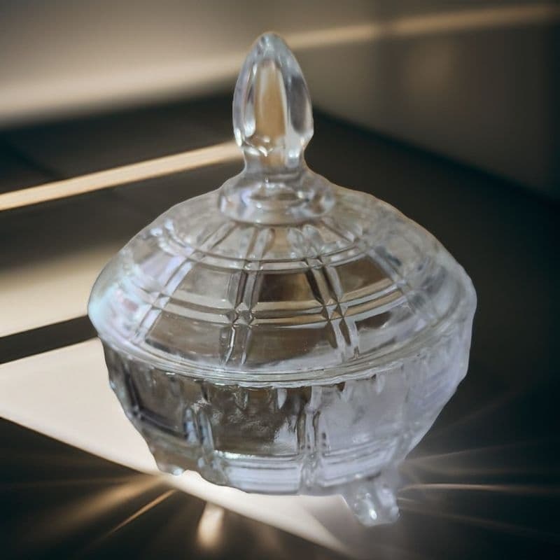 Potiche Decorativo de cristal com Tampa Lyor Transparente decorativo Multiuso Elegante