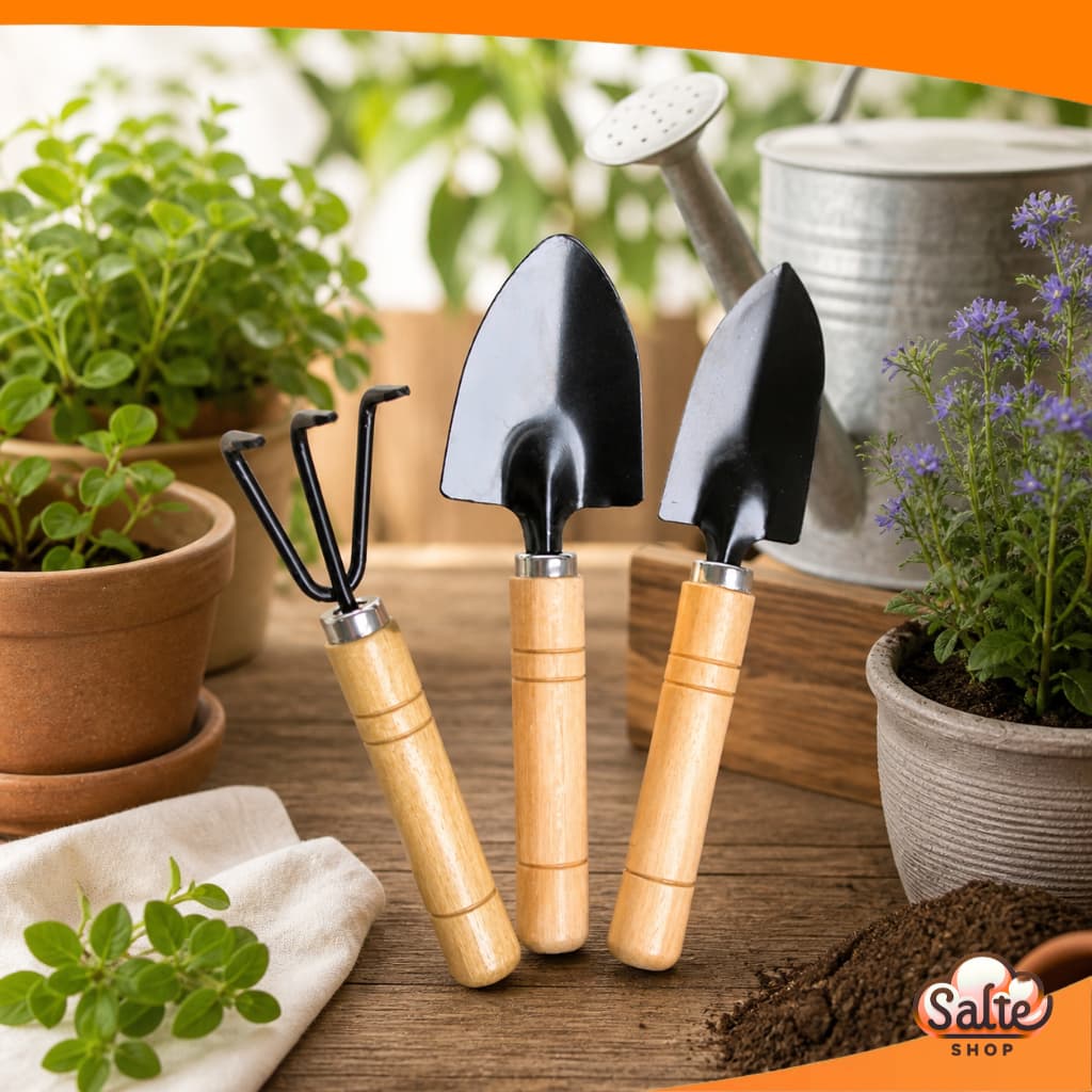 Kit De Jardinagem A Mão Cultivo com Ancinho e Pá Conjunto Ferramentas Planta Jardim Vaso Horta