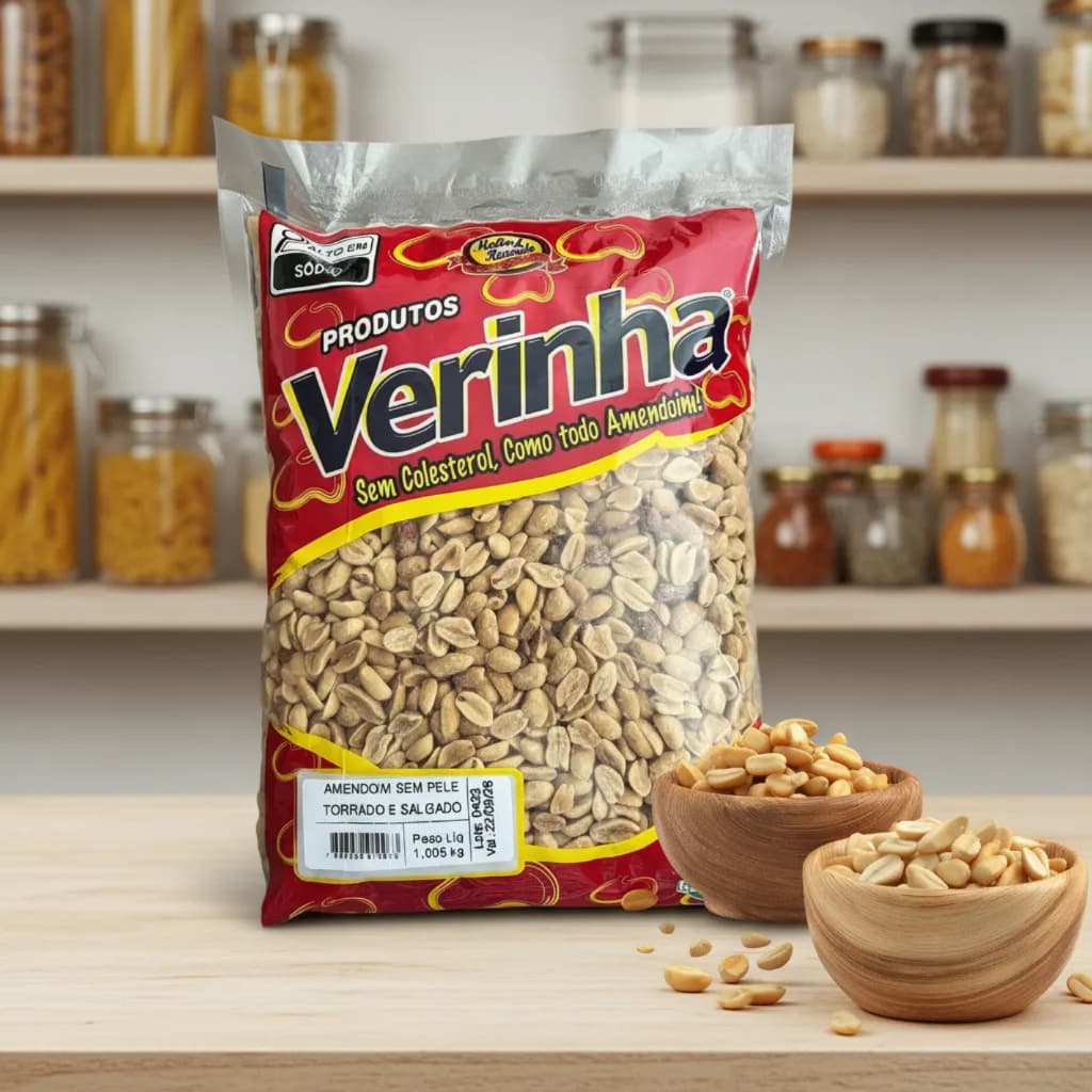 Amendoim Torrado sem pele 1KG Crocante petisco Sobremesas Doces Paçoca