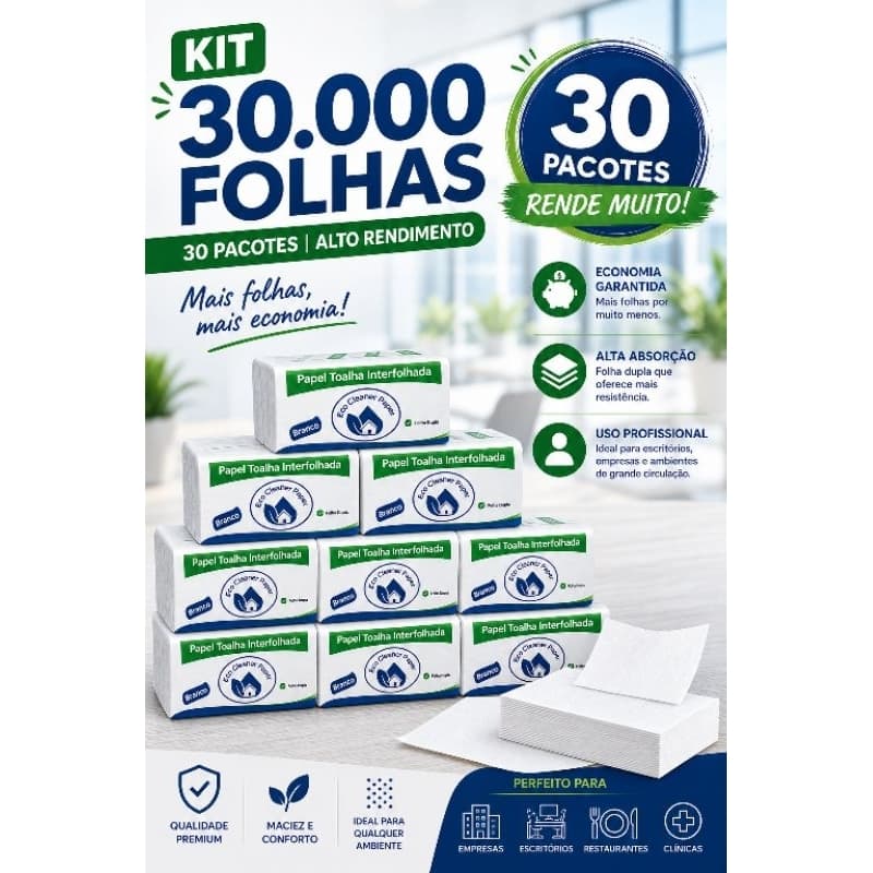 Papel Toalha Interfolha 30 Pacotes Alta Absorção Uso Profissional14