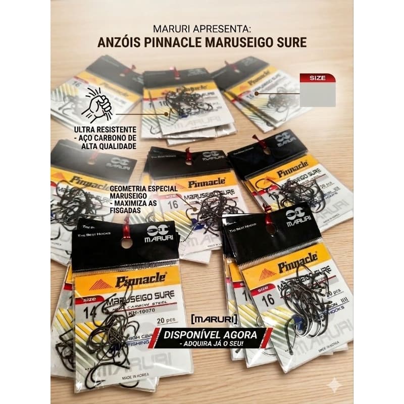 kit 3 cartelas de anzol marusseigo sure pinnacle sem fisga