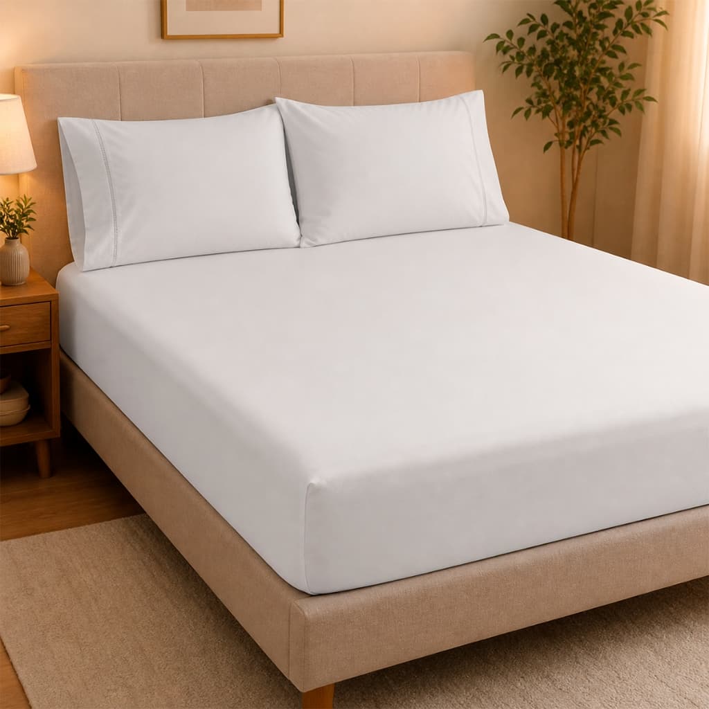 Kit Jogo de Cama Lençol Ponto Palito 200 Fios - Casal Queen King 3 Peças e  Solteiro 2 Peças Premium
