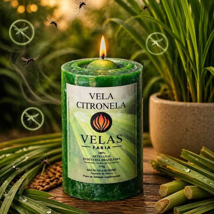 2 Velas Mini Citronela Repelente para Mosquitos Extra Forte 100% Parafina Pura 113g