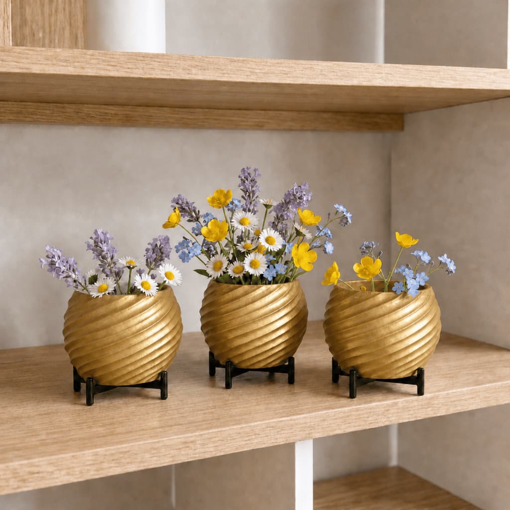 Kit 3 Vasos de Decoração Vasinhos Para Flores em 3D Não Acompanha Flores