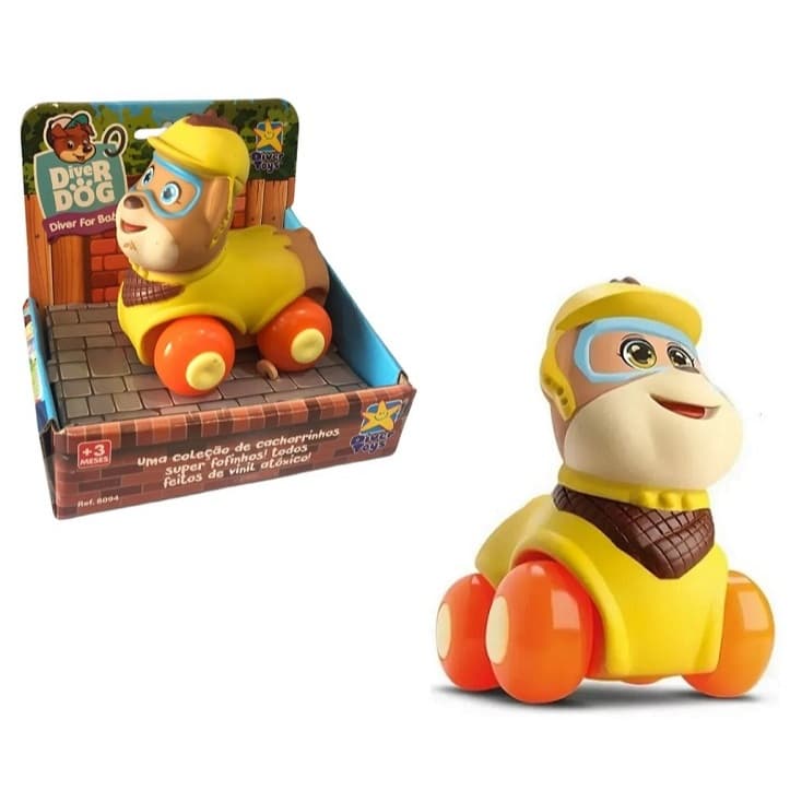 Patrulha Canina Dogs Diver Mordedor Carrinho Amarelo - DiverToys