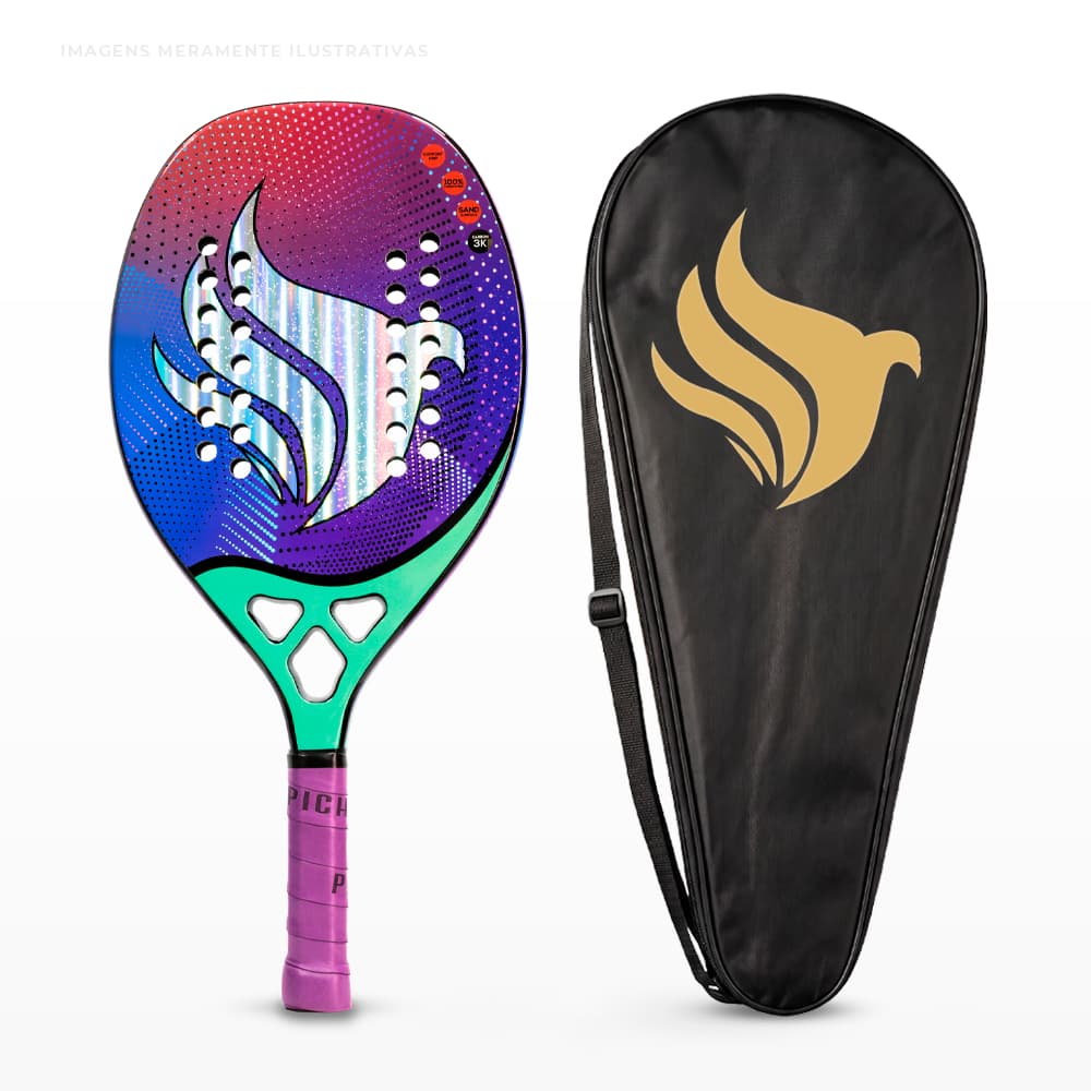 Raquete de Beach Tennis Pichau Hawaiian Waves 3K Carbon 28 Furos, PES-RKT-HW