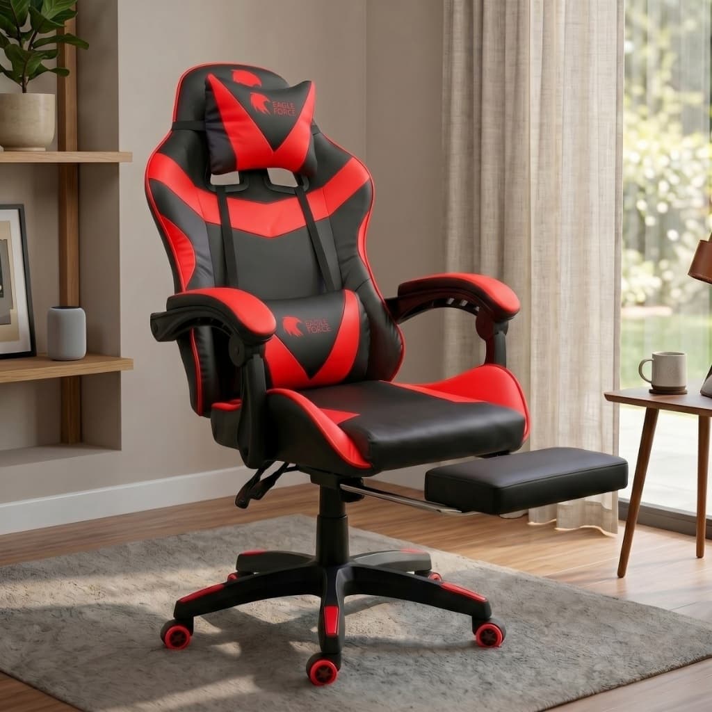 Cadeira Gamer Profissional Cinza Eagle Force Ergonômica Rodas Silenciosas Alta Durabilidade Conforto