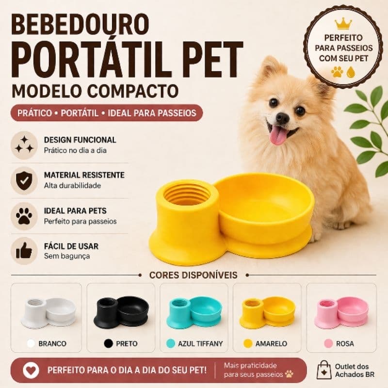 kit com 3 Bebedouro|Portátil Pet Compacto | Use com Garrafa PET | Ideal para Passeios