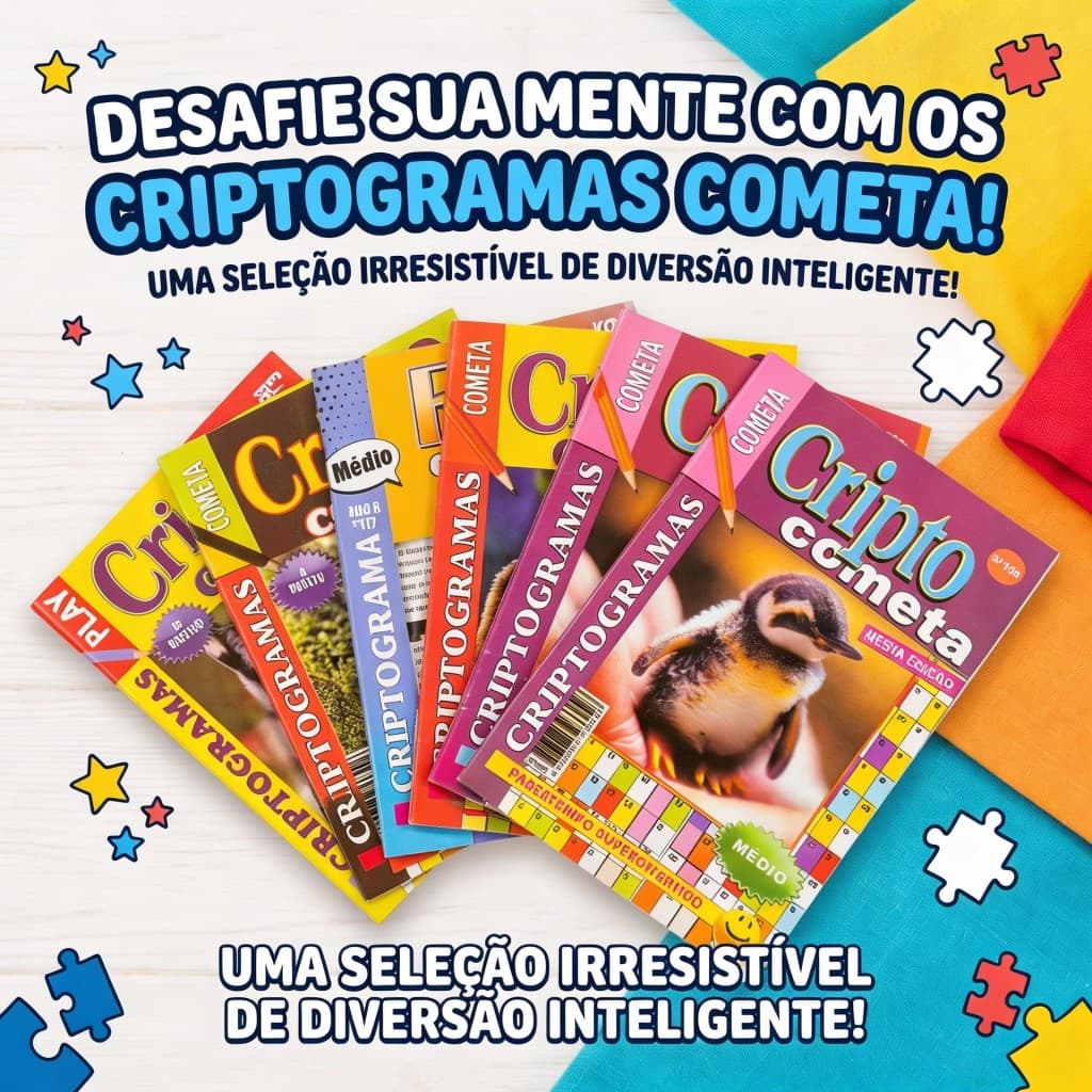 KIT 20 Revistas Cripto / Criptograma | Passatempos de Lógica e Decodificação | Jogos Exclusivos