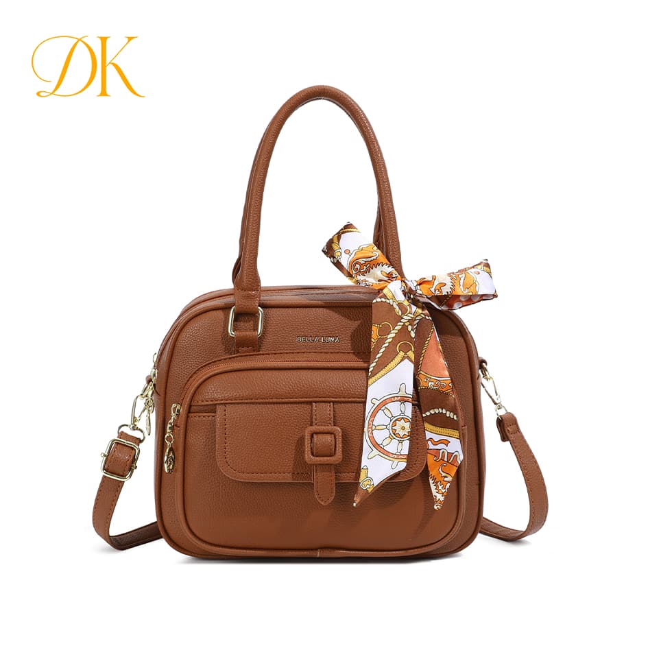 DUKE Bolsa Feminina de Trabalho com Lenço Decorativo, Couro Sintético Elegante, Grande Capacidade para Dia a Dia DEC6188