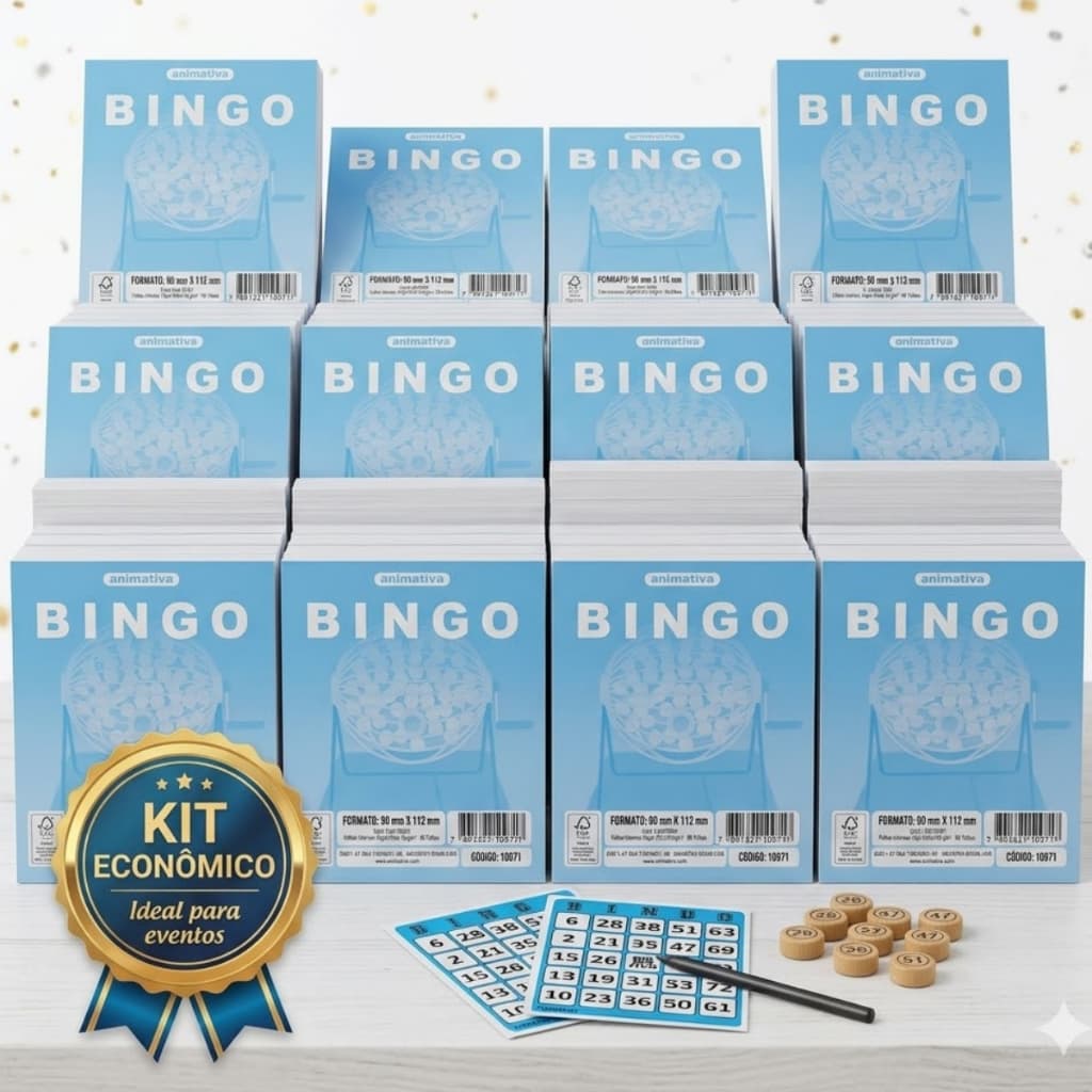 Kit 10 Blocos Cartela Bingo Festa Diversao Jogos Numeros Grande Fácil Leitura