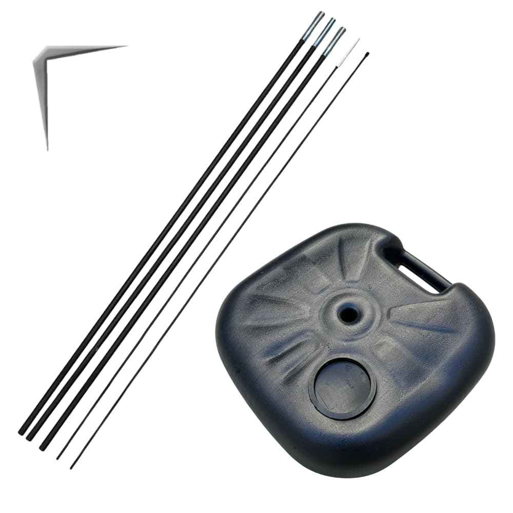 Kit Wind Banner Kit Varetas da Haste + Base Slim Quadrada Suporte Guarda Sol Bandeira Porta Bandeira Arco Balão Balões