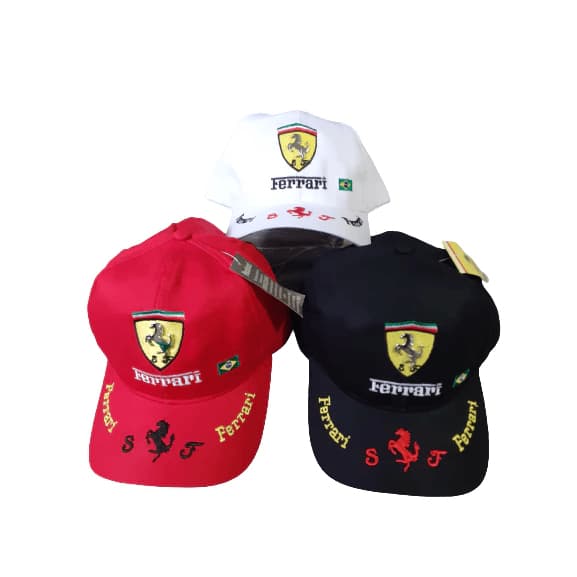 Kit 3 Bonés Unissex Moda Ferrari Fórmula 1 Lindo e Estiloso Mega Promoção