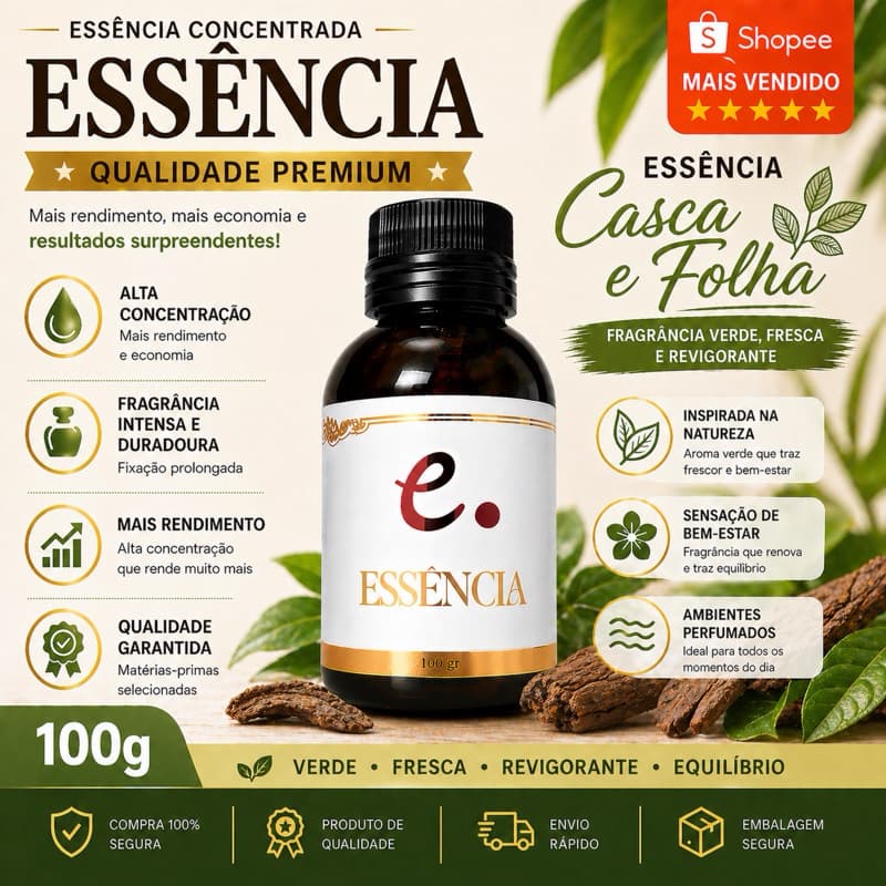 Essência hidrossolúvel Concentrada - CASCA E FOLHAS 100 G