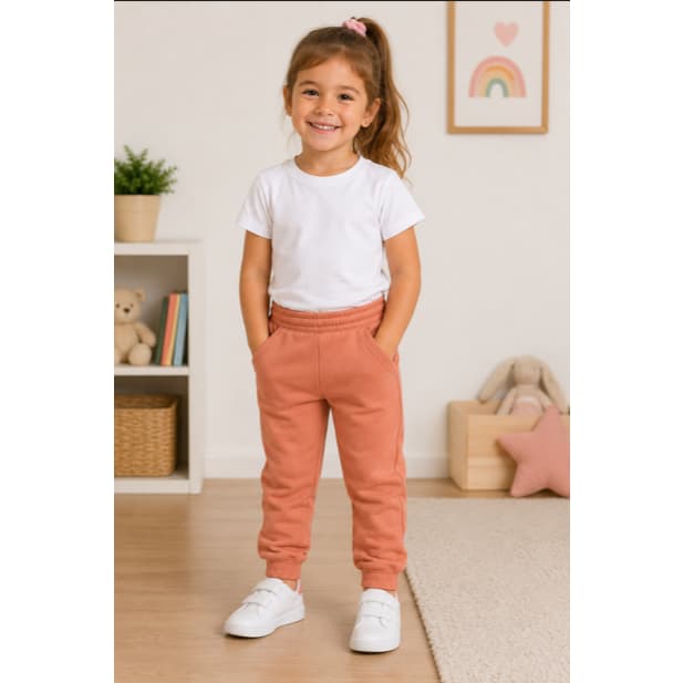 Kit 2 Calças de Moletom Infantil Peluciada Inverno | Confortável Quentinha com Punho | Azul Marinho e Terra Cota