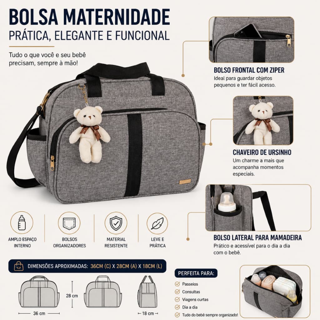 Bolsa Maternidade Bebê Infantil menino menina faixa luxo AMOR