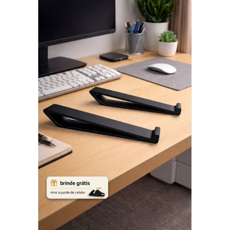 Suporte para Notebook 13” 14” Ergonômico – Elevação e Ventilação | Mesa Escritório
