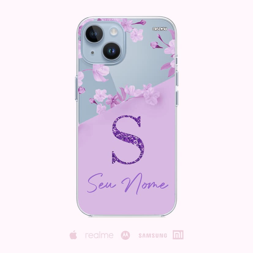 Capinha Celular Personalizada Flores seu Nome e Inicial Alta Qualidade