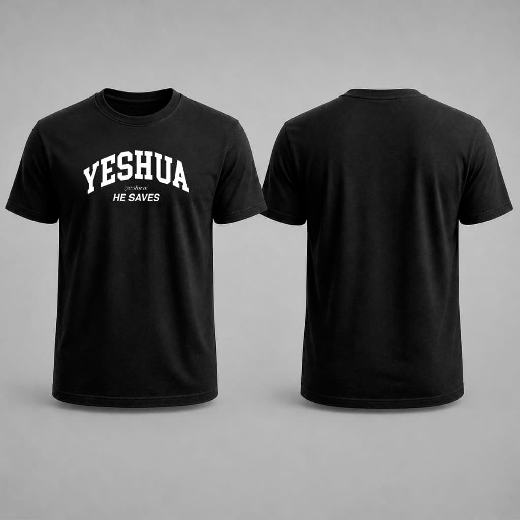 Camiseta Feminina Mants Yeshua He Saves Malha Penteada 30.1 Premium Cristã Algodão 100% Fé Essencial