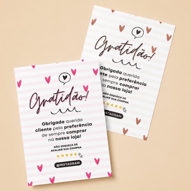 Cartão Gratidão pela compra 10x7cm | Agradecimento para Clientes | Papel Fotográfico 170g