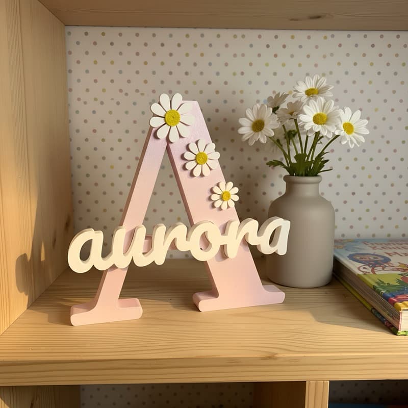 Letra Decorativa Personalizada Margaridas e Nome em Relevo | Letreiros personalizados | Quarto infantil | Decoração