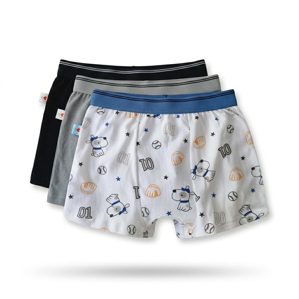 kit Cueca bebê infantil boxer desfralde treinamento 3 peças tam 02 a 03 anos algodão