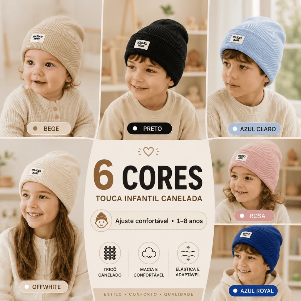 Touca De Frio Infantil Gorro Para Criança 1 a 8 anos Menino ou Menina Chapéu de Inverno