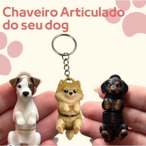 Chaveiro Pet Cachorro Articulado Lulu Yorkshire Golden Salsicha Vira Lata Fofo Resina Bolsa Chaves