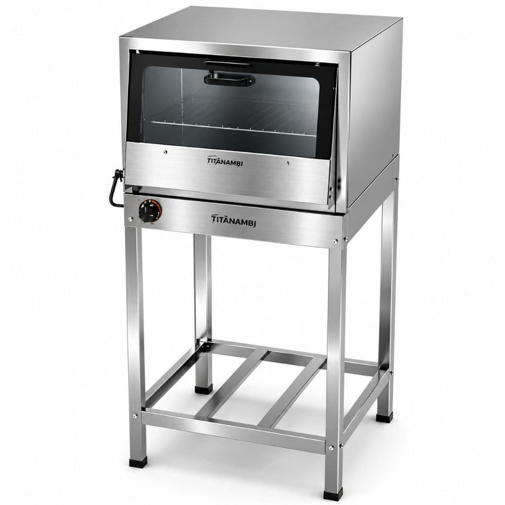 Forno Cavalete 80 Litros Total Inox Baixa Pressão Industrial A Gás Prateado