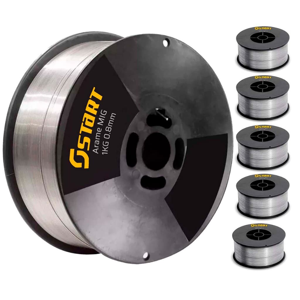 Kit Arame Solda Mig 0,8mm 1kg Uso Sem Gás Tubular 6 Peças Start